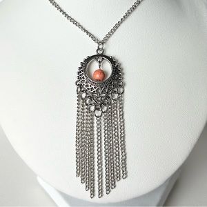 Vintage Paparazzi Jewelry Set Necklace 32” And Tassle Earrings